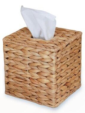 Water Hyacinth Handwoven Tissue Box Cover, Natural Handmade Wicker Napkin Box